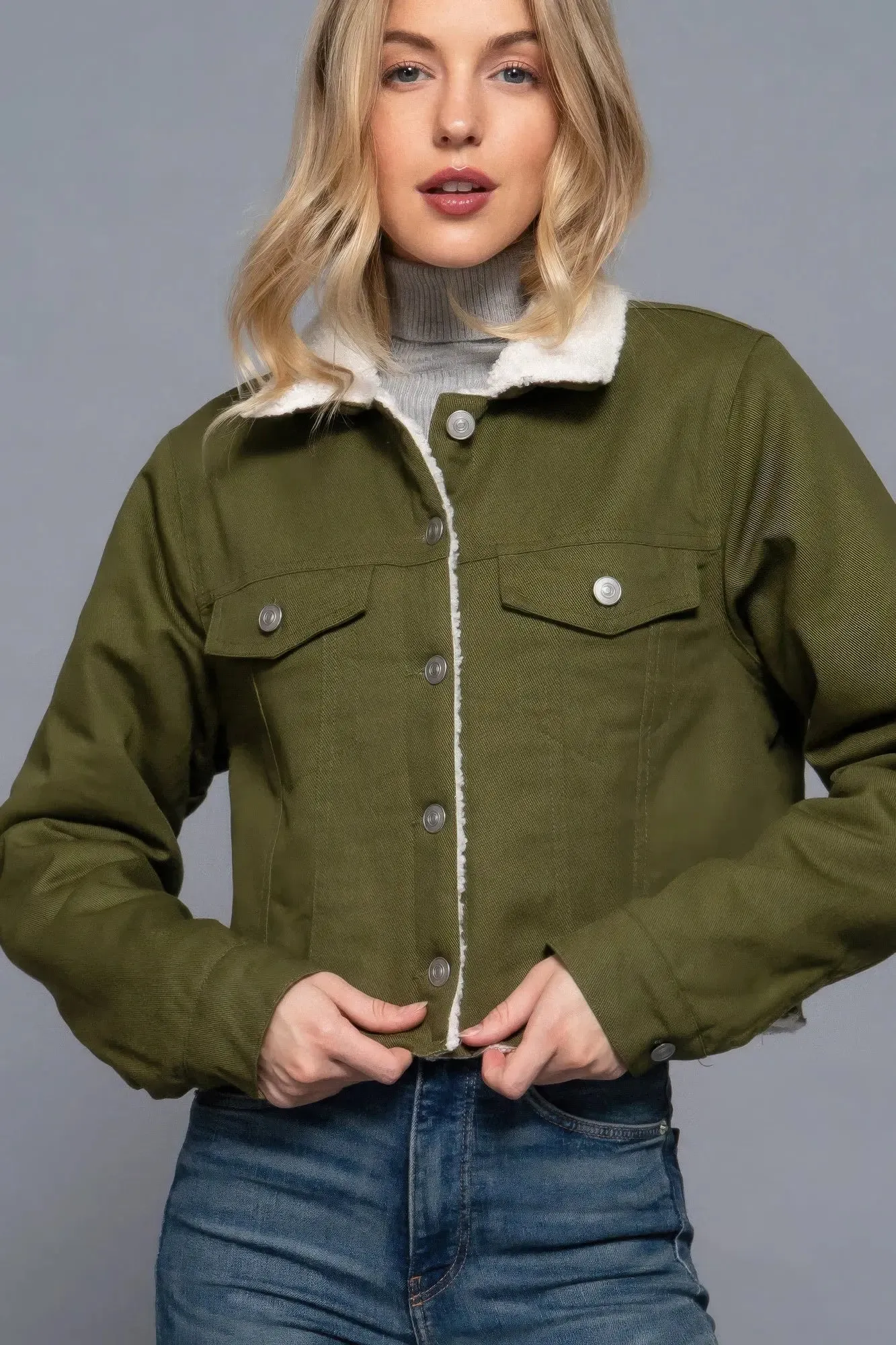 Sherpa-Lined Twill Jacket