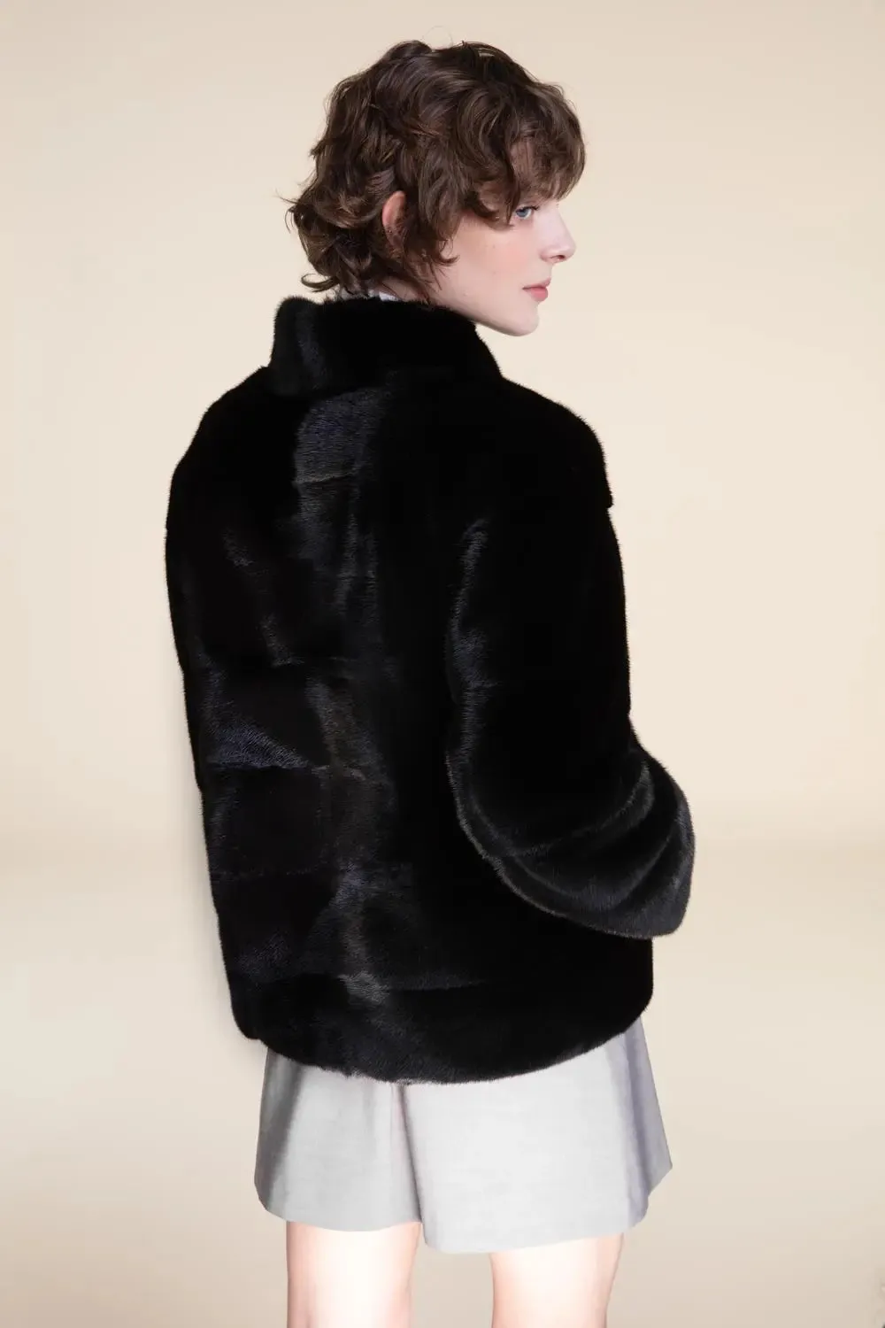 Short black mink jacket