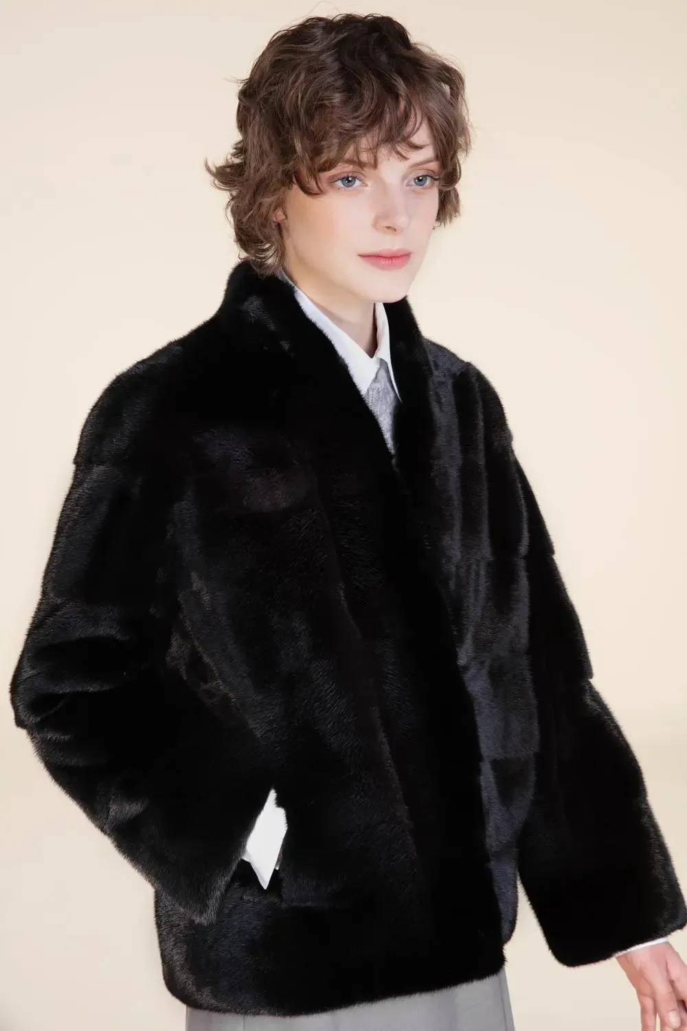 Short black mink jacket