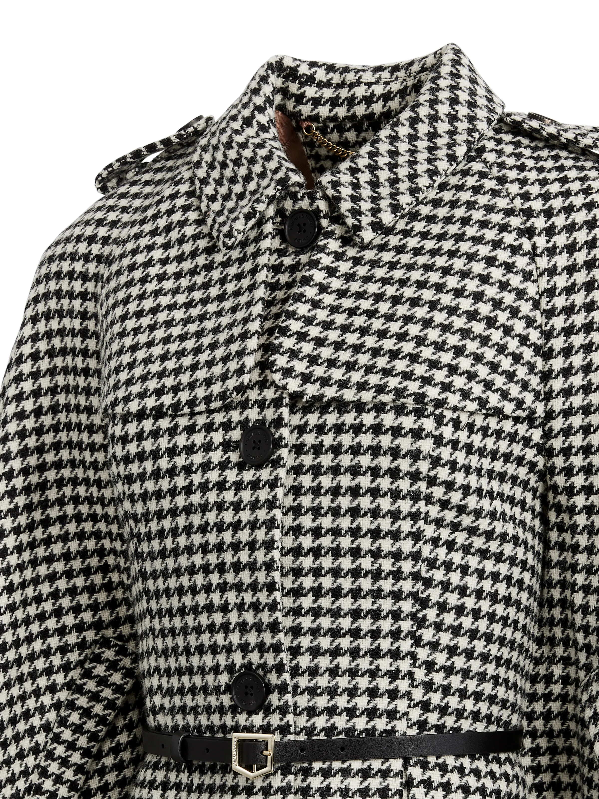 Sienna Wool Cape - Monochrome Houndstooth