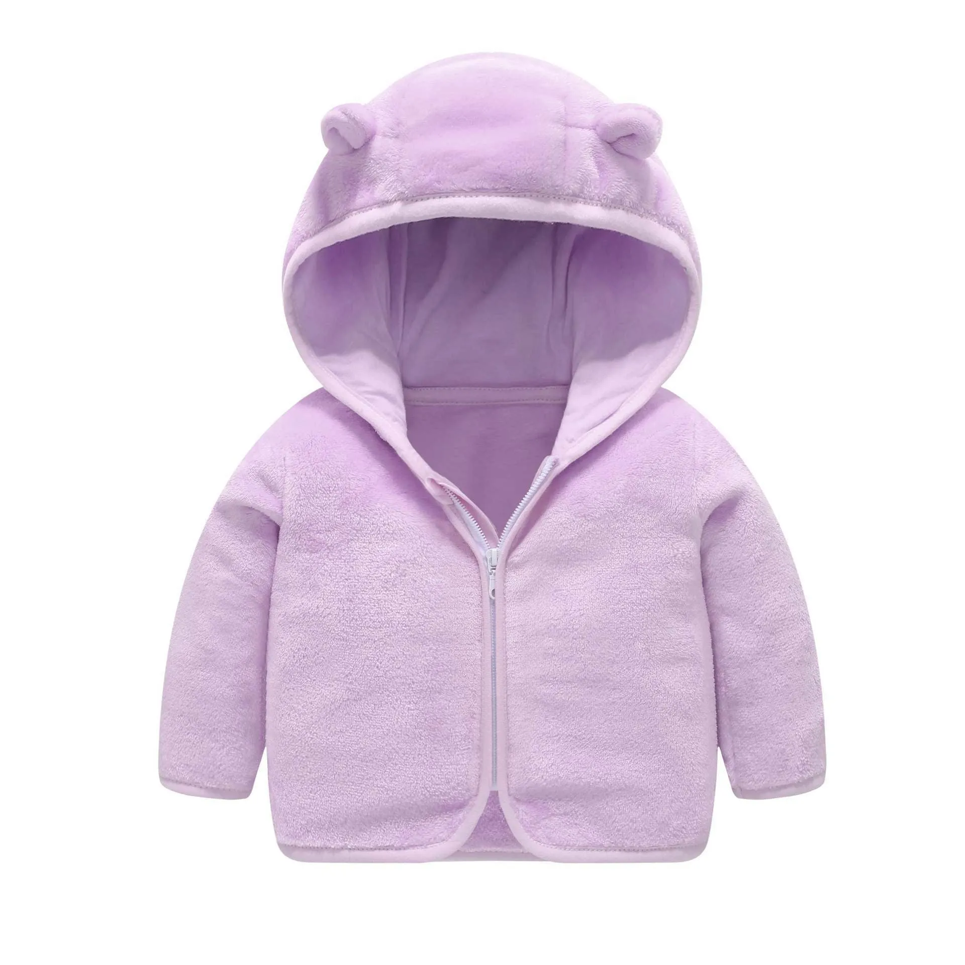 SOLID ZIPPER PREMIUM WINTER FLEECE JACKET - PURPLE