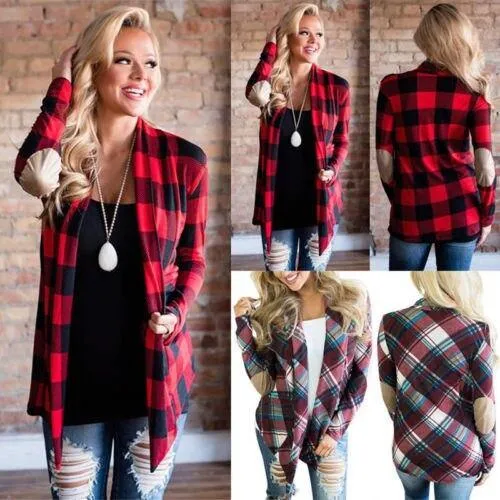 Tartan Plaid Cardigan (Red)