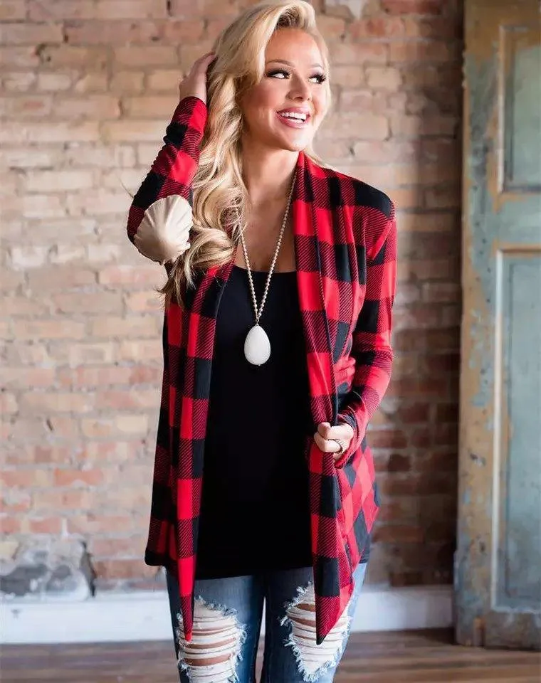 Tartan Plaid Cardigan (Red)