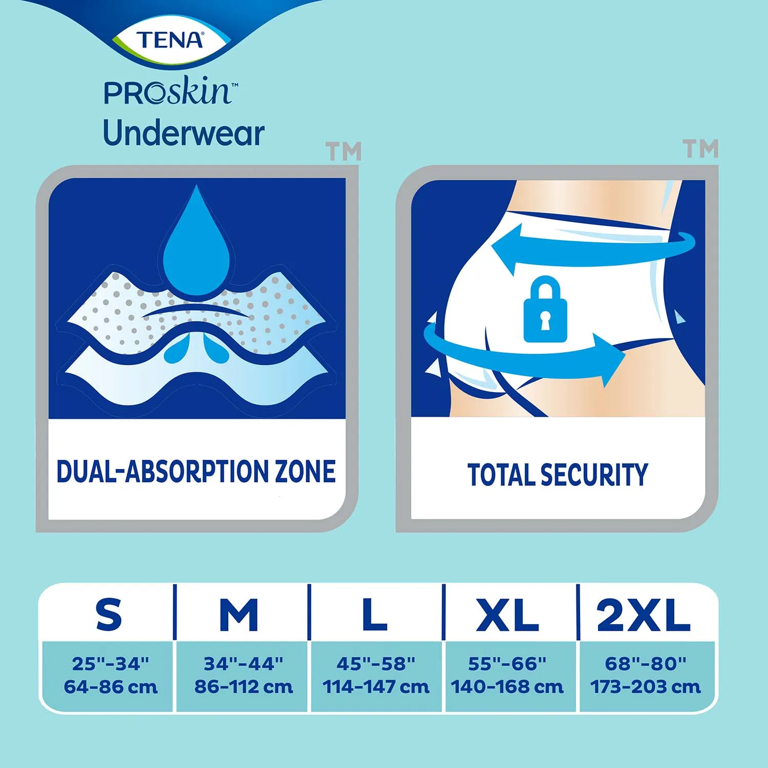 TENA ProSkin Extra Protective Incontinence Underwear 34"- 44", Moderate Absorbency, Unisex, Medium