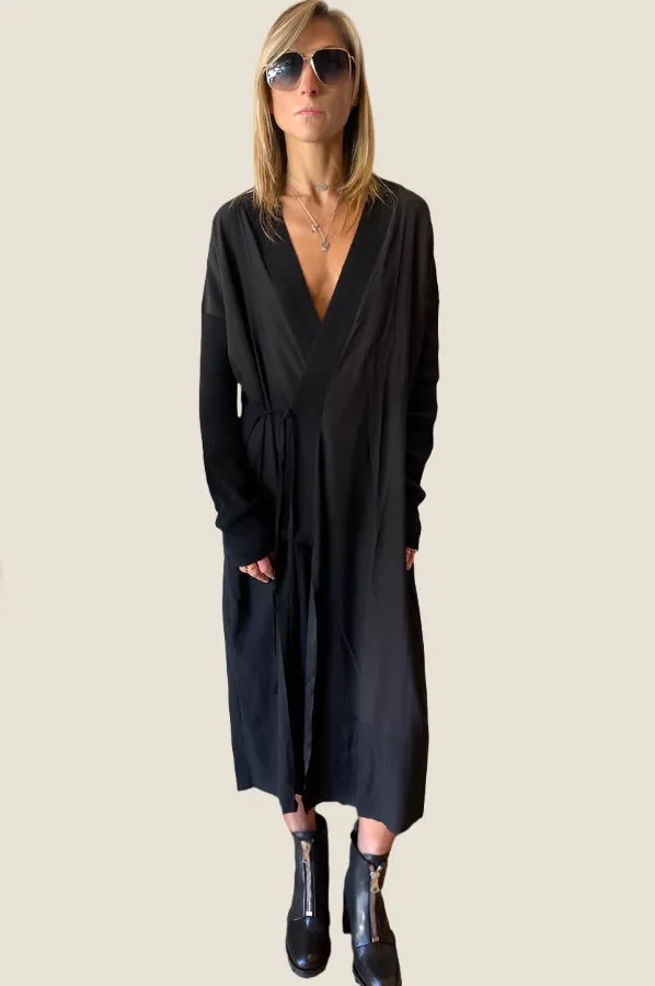 Tie Duster Dress - Black