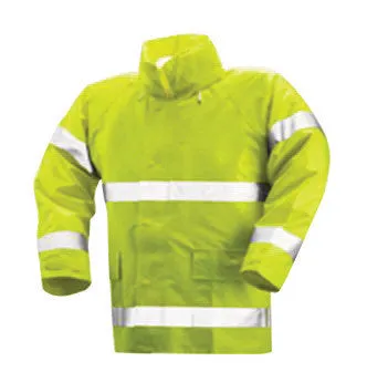 Tingley 4X 33" Fluorescent Yellow/Green Comfort-Brite 14 mil PVC And Polyester Class 3 Level 2 Flame Resistant Rain Jacket With Storm Fly Front And Zipper Closure, Riveted