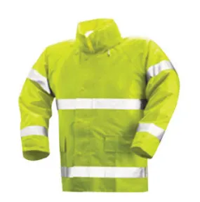 Tingley Large 31" Fluorescent Yellow/Green Comfort-Brite 14 mil PVC And Polyester Class 3 Level 2 Flame Resistant Rain Jacket With Storm Fly Front And Zipper Closure, Riveted