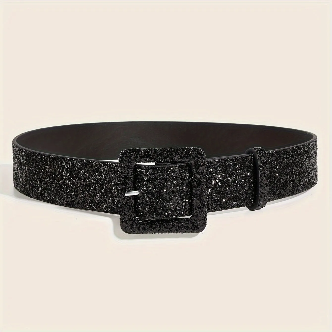 Trendy Y2K Sequin Square Buckle PU Belt for Women