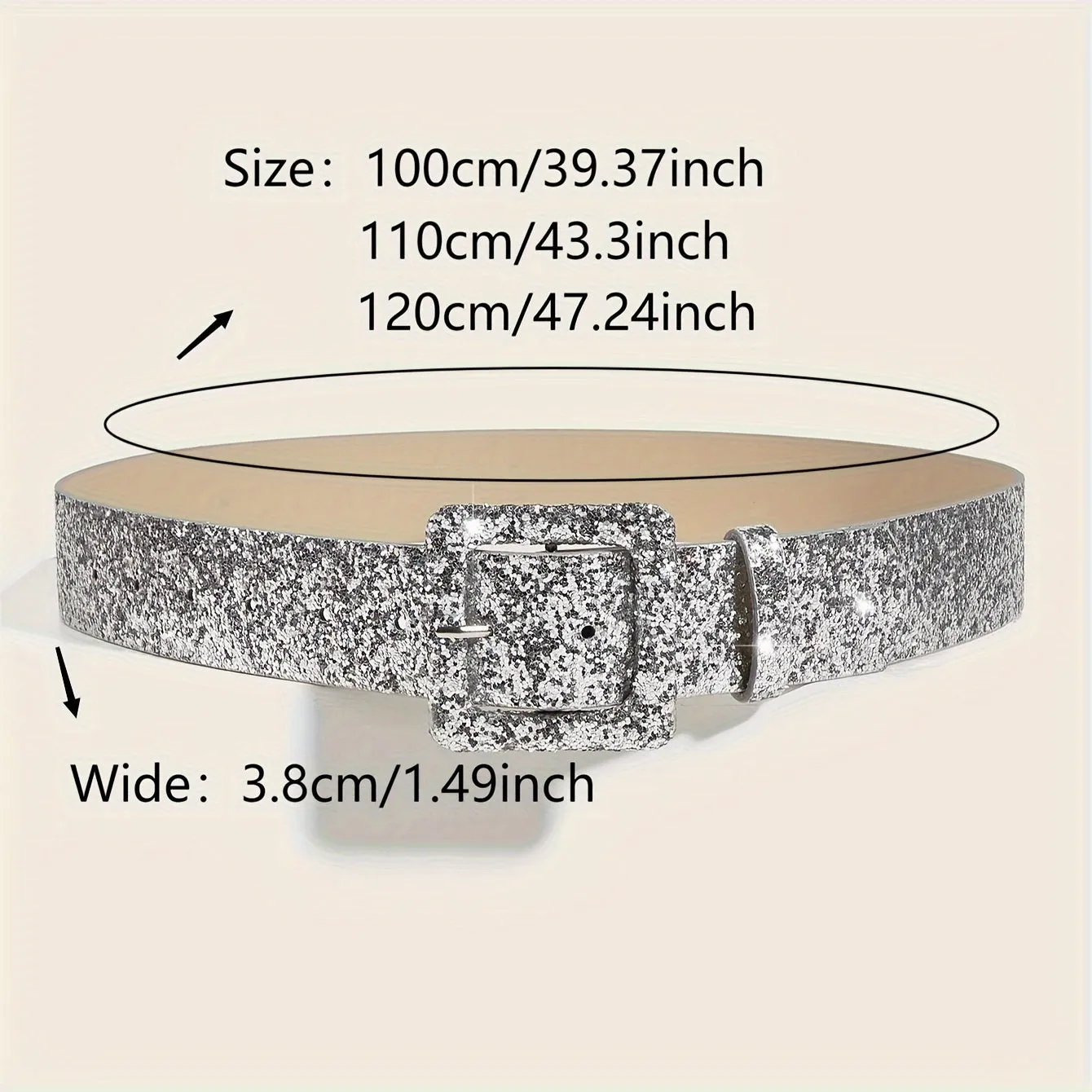 Trendy Y2K Sequin Square Buckle PU Belt for Women