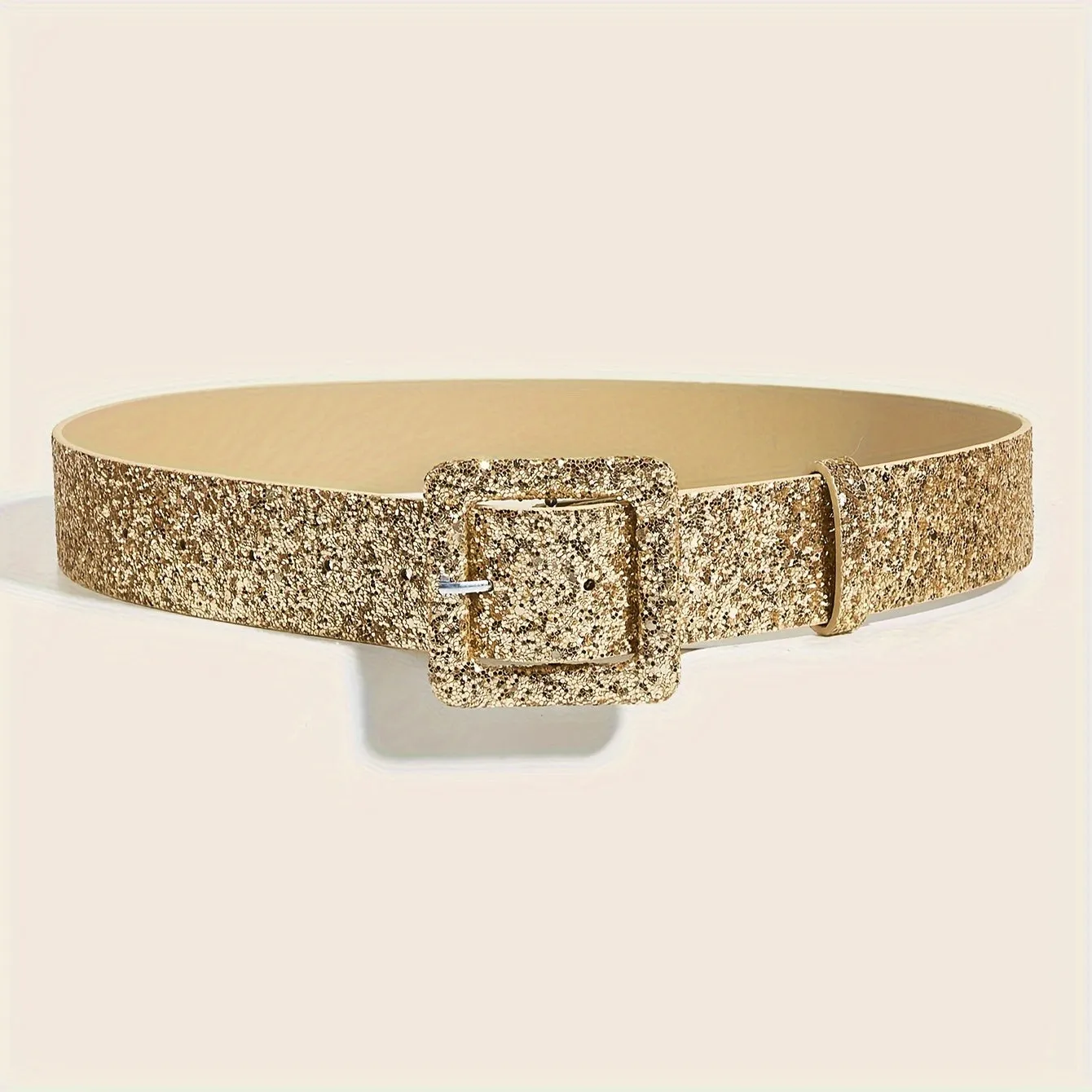 Trendy Y2K Sequin Square Buckle PU Belt for Women