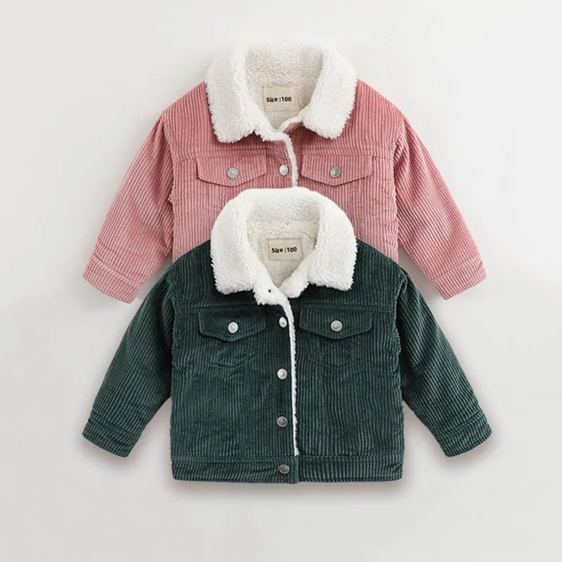 Unisex Toddler Jacket - Corduroy and Sherpa Kids Jacket, Color - pink