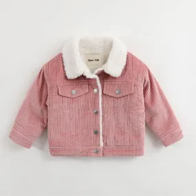 Unisex Toddler Jacket - Corduroy and Sherpa Kids Jacket, Color - pink