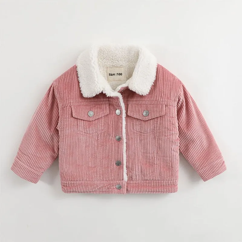 Unisex Toddler Jacket - Corduroy and Sherpa Kids Jacket, Color - pink