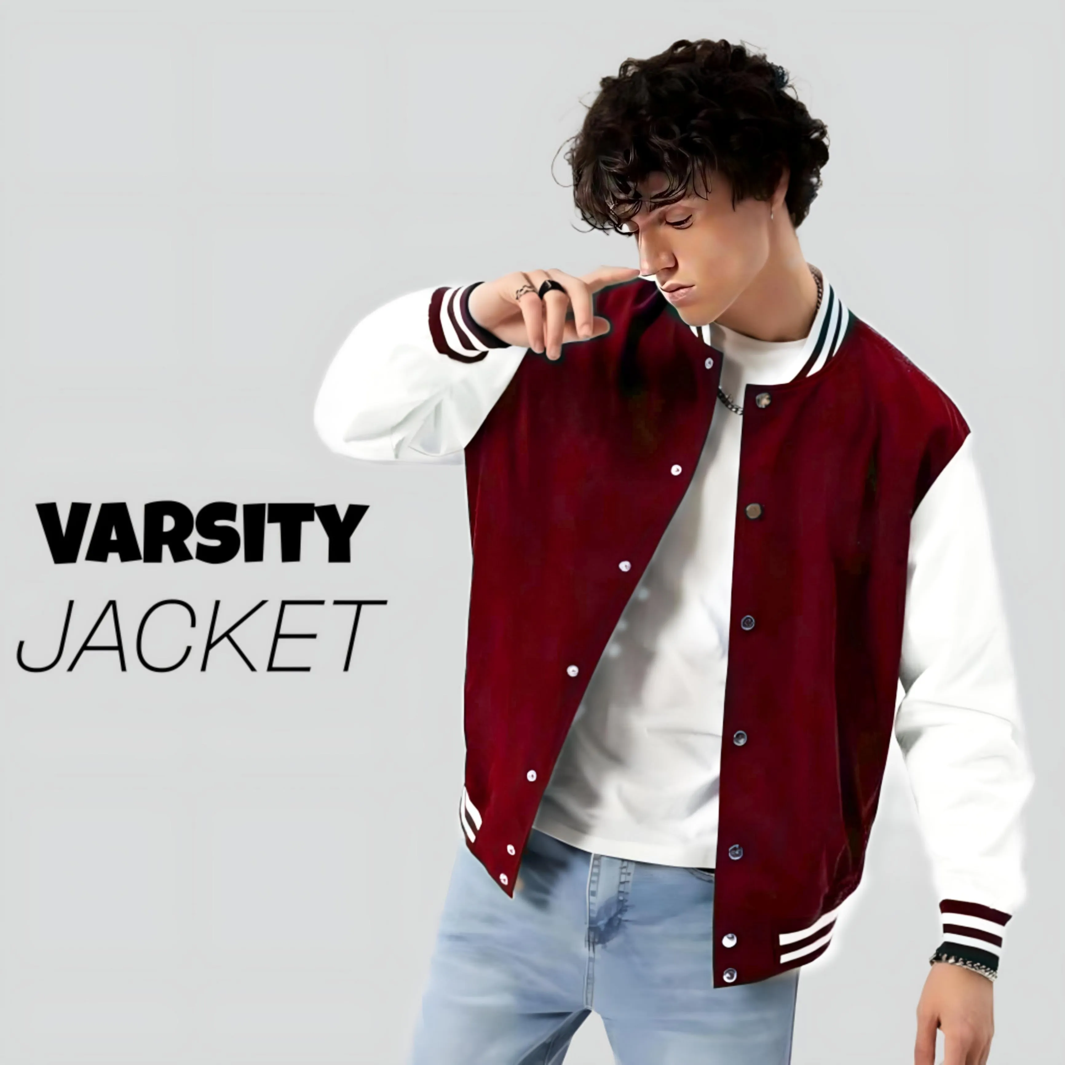 Varsity Jacket Mehroon and White