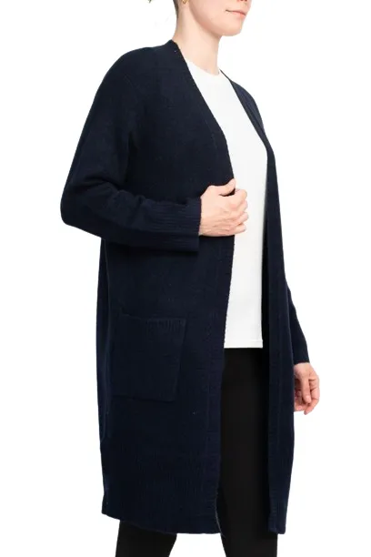 Velvet Heart Open Front Long Sleeve Ribbed Cuffs and Hem Knit Oversize Cardigan with Pockets