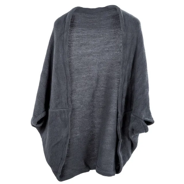 VenusFox SAF-Women's Batwing three quarter sleeve Top Knit Cape Cardigan