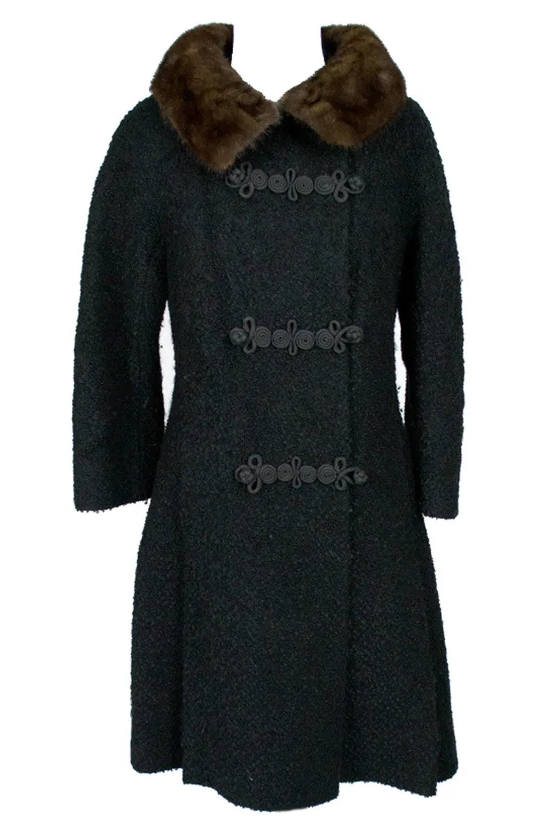 Vintage Lambswool Coat Mink Collar Hockanum Miller Sharkey