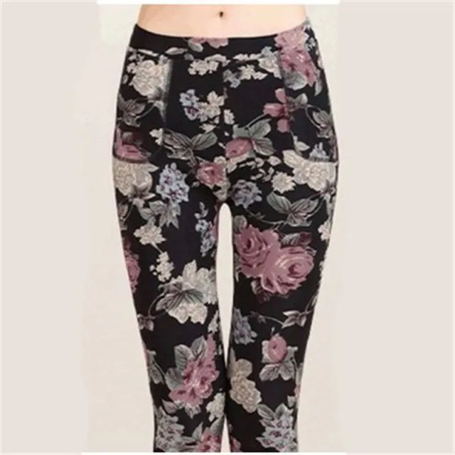 Warm Thick Velvet Floral Leggings