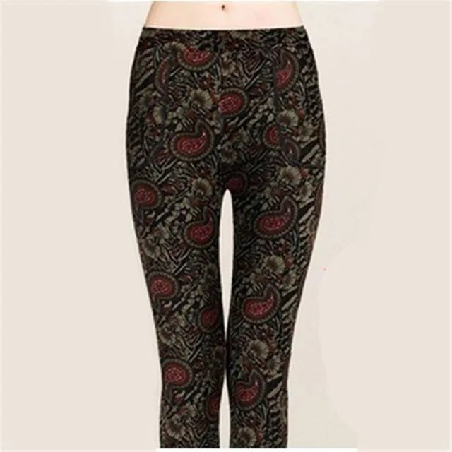 Warm Thick Velvet Floral Leggings