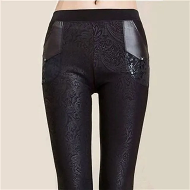 Warm Thick Velvet Floral Leggings