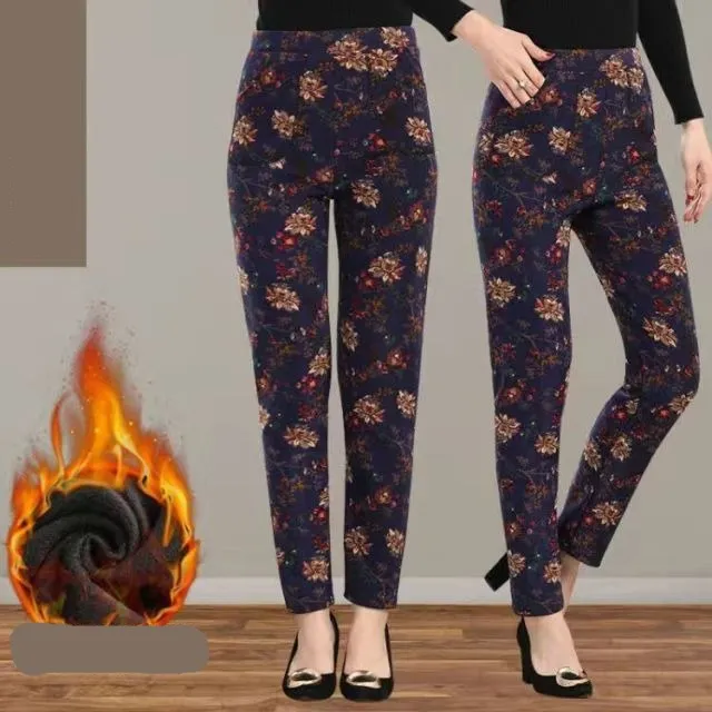 Warm Thick Velvet Floral Leggings