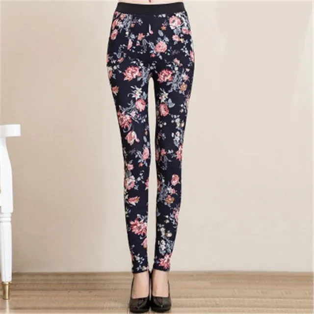 Warm Thick Velvet Floral Leggings