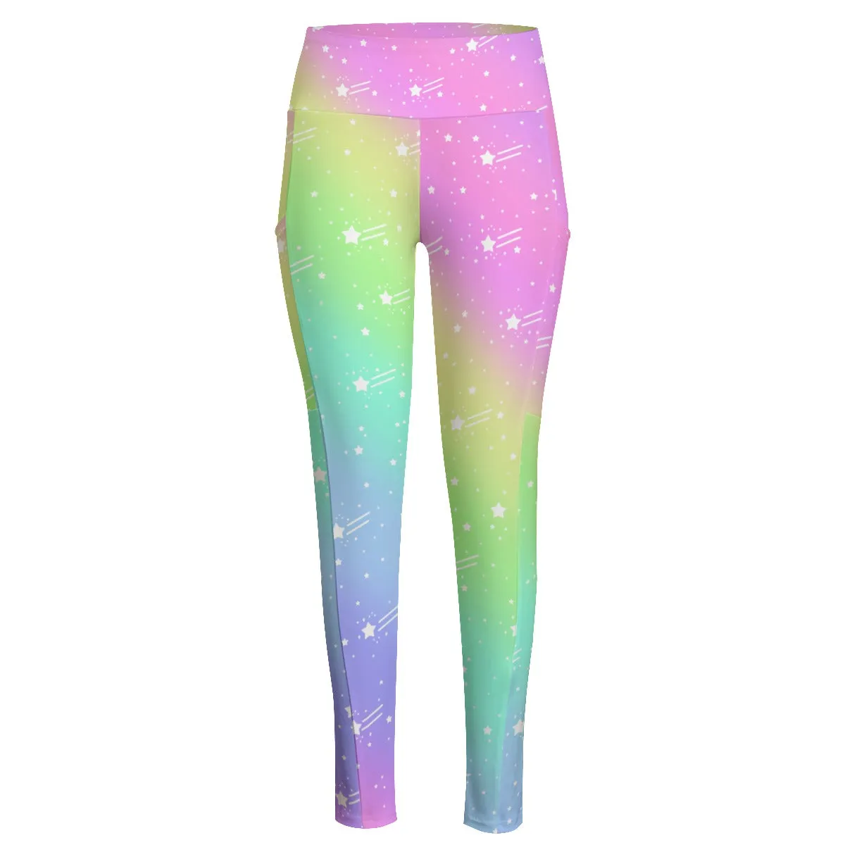 Wishful Rainbow Women's High Waist Yoga Pants With Side Pocket