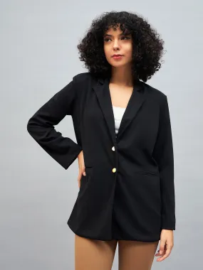 Women Black Notch Collar Blazer