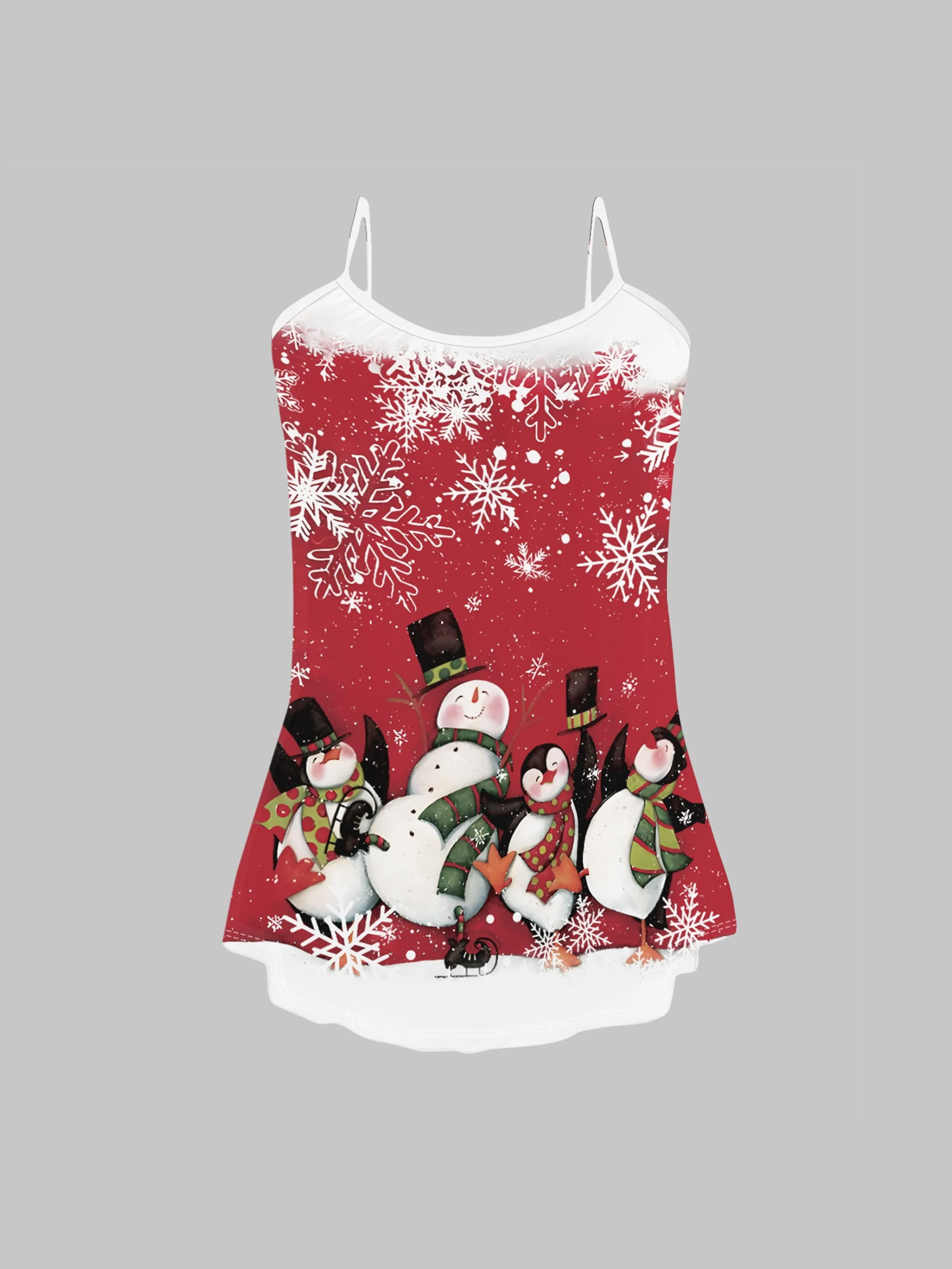 Women's Christmas 3-Piece Set, Cartoon Snowman Print, Knit Long Sleeve Tank Top, Cardigan, and Pants, Polyester, Round Neck, Festive Holiday Outfit