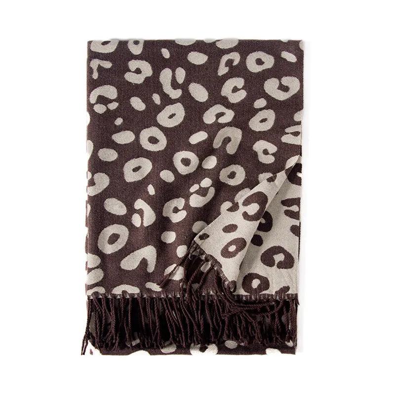 Women's scarf tassel imitation cashmere leopard print scarf warm shawl