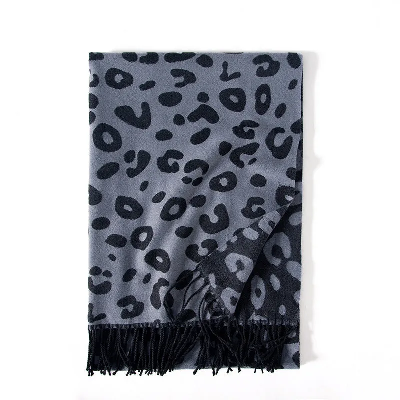 Women's scarf tassel imitation cashmere leopard print scarf warm shawl