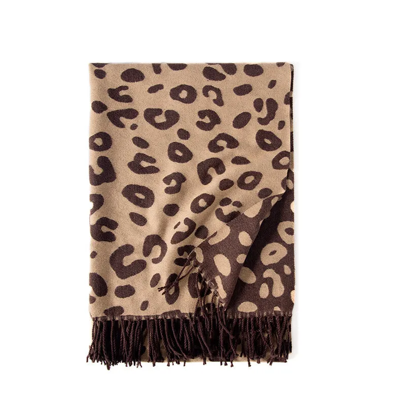 Women's scarf tassel imitation cashmere leopard print scarf warm shawl