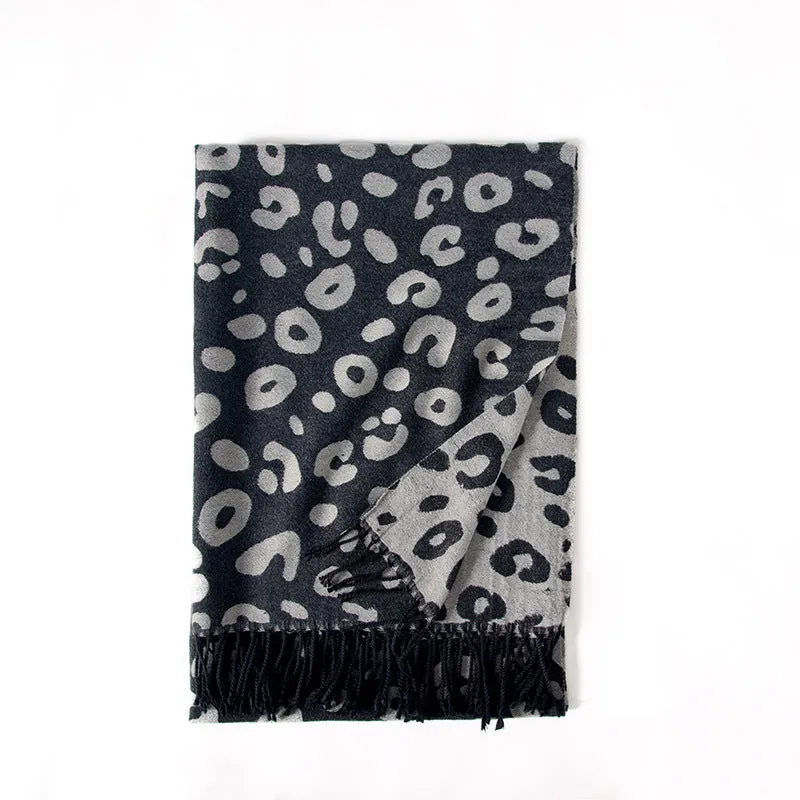 Women's scarf tassel imitation cashmere leopard print scarf warm shawl